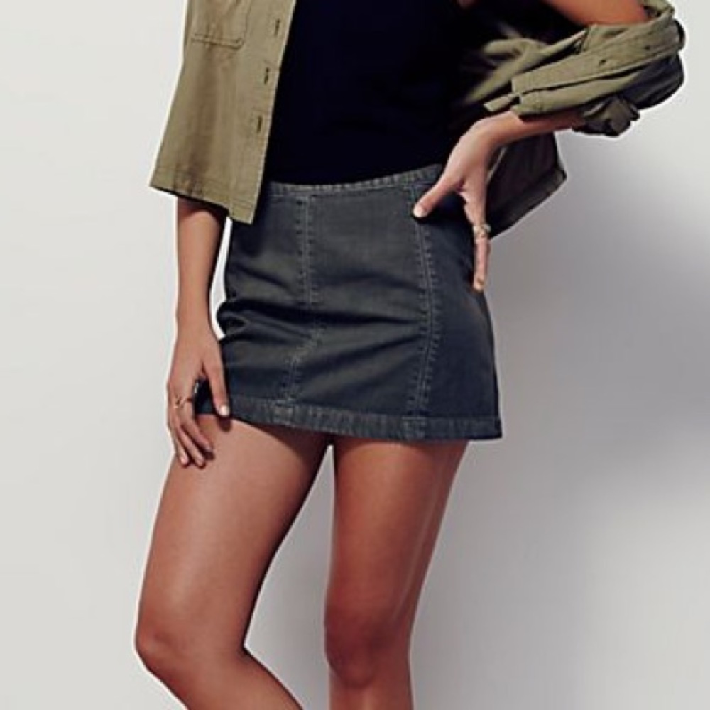 free people black denim skirt size 0